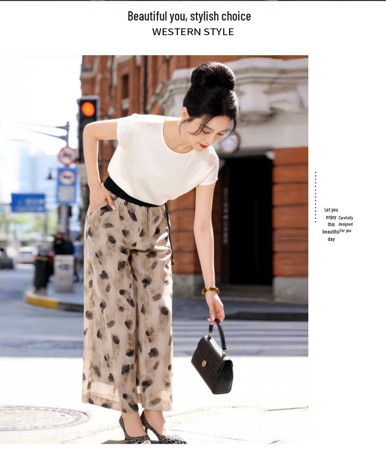 Women's Summer Wide-Leg Nine-Point Drape Pants - Loose, Slimming Straight-Leg Casual Culottes