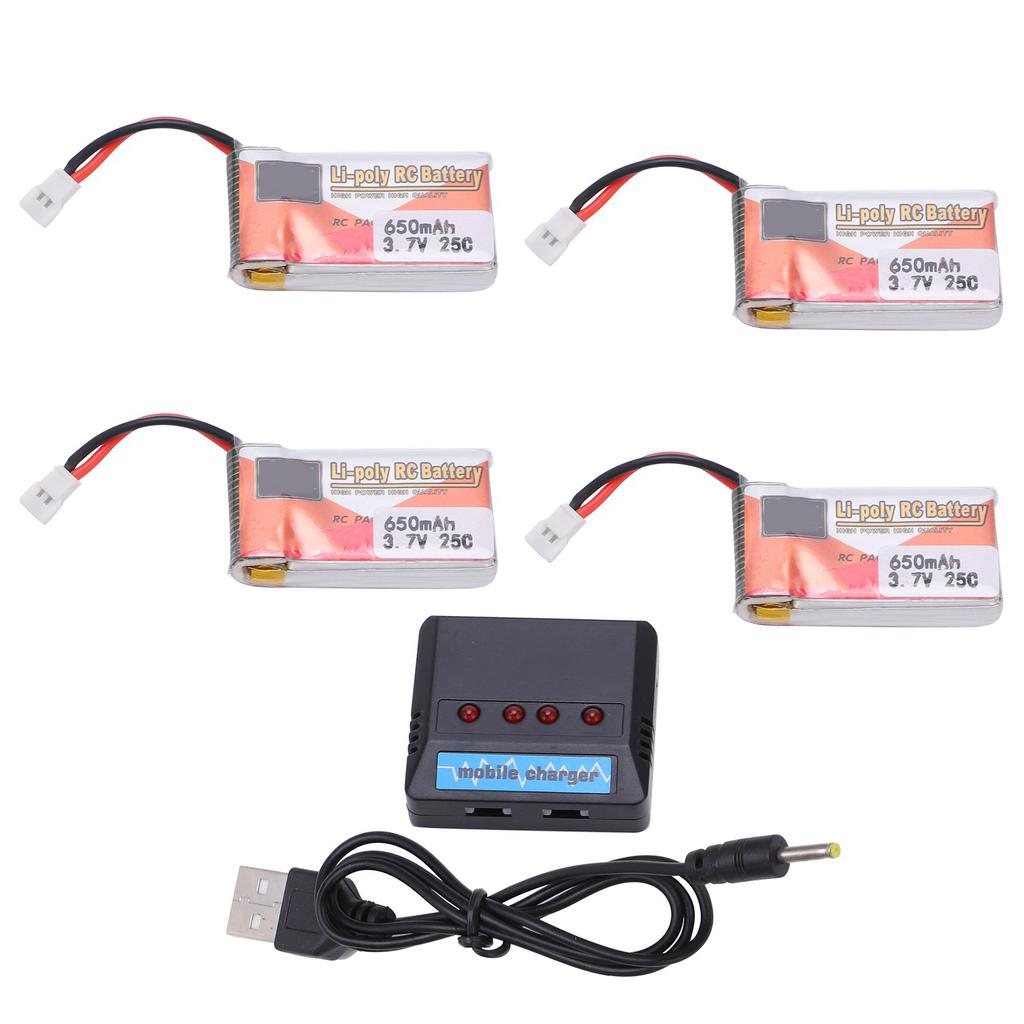 650mAh 3.7V 1 for 4 Batteries Pack for Remote Control Drone Airplane Helicopter Car