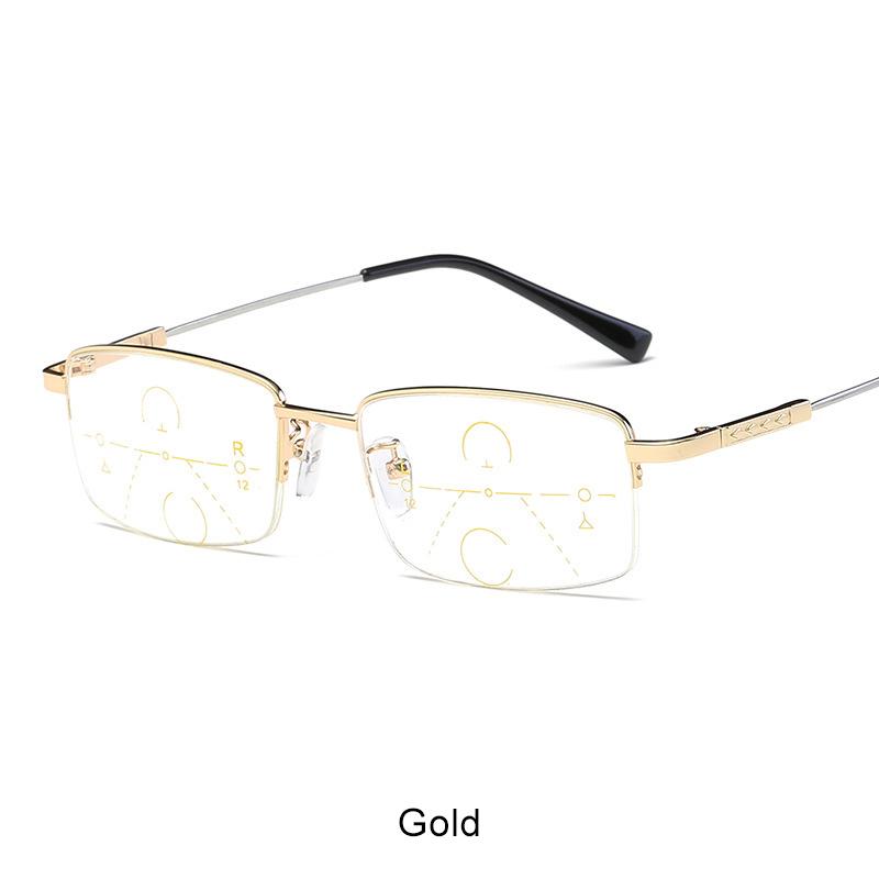 Titanium Alloy Progressive Multifocal Reading Glasses Men Blue Light Blocking Presbyopic Glasses Women Hyperopia Eyewear