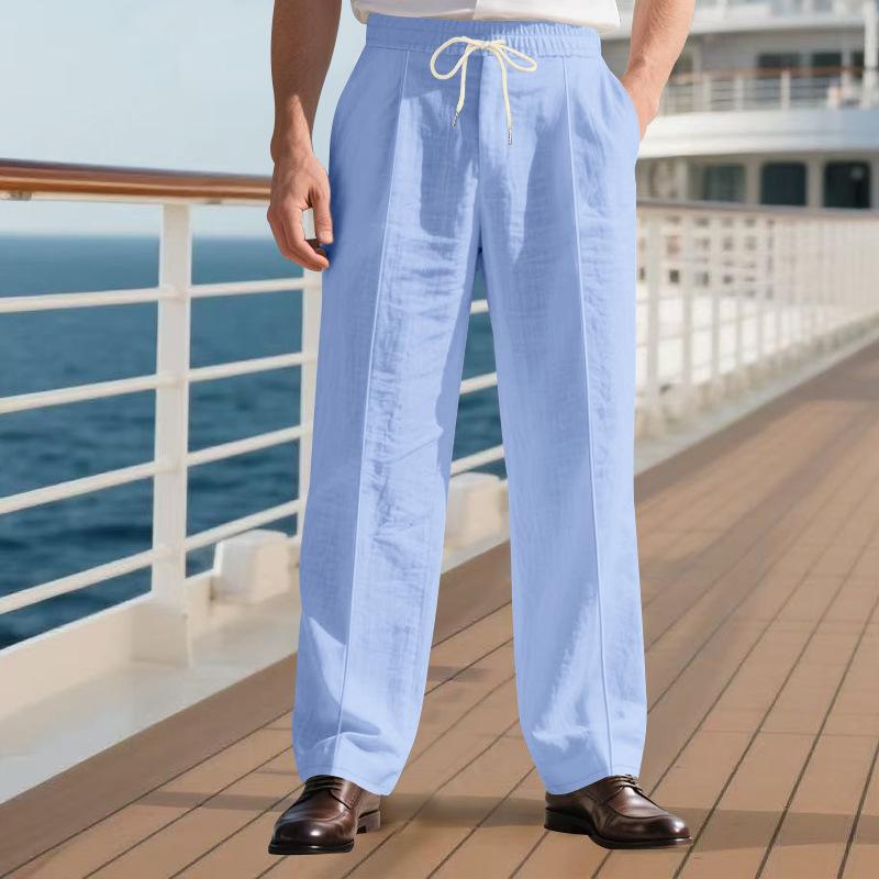 Autumn Loose-Fit Breathable Linen Casual Men's Minimalist Trendy Relaxed Beach Trousers
