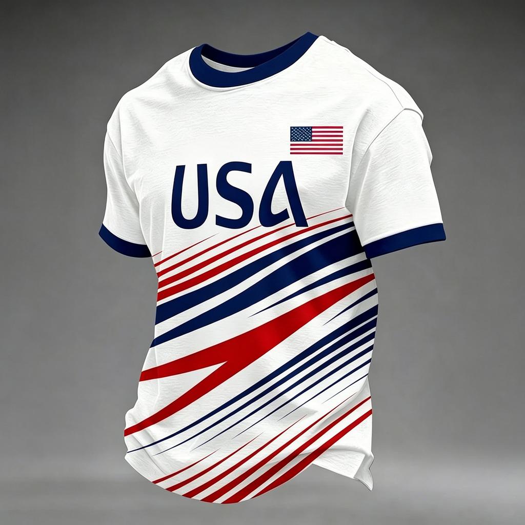 Men's Casual Lightweight Breathable Short Sleeve Crew Neck T Shirt with Graphic Print USA Design for Everyday Wear
