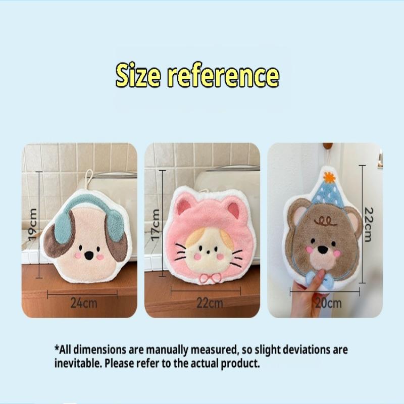 Kawaii Cartoon Hand Towel Double-Layer Coral Velvet Drying Wiping Towels Hanging Style Absorbent Towel