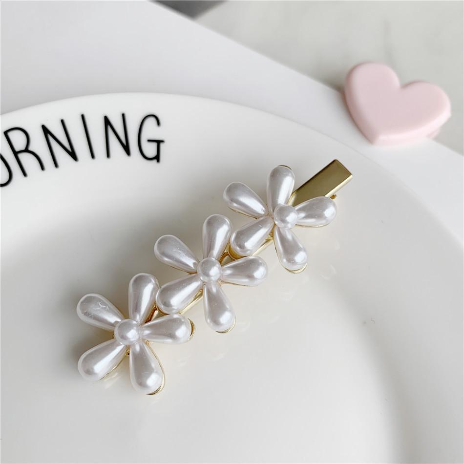 French Girl Mini Pearl Flower Hairpin, Korean Chic Gentle Retro Bangs Hairpin Hair Accessories