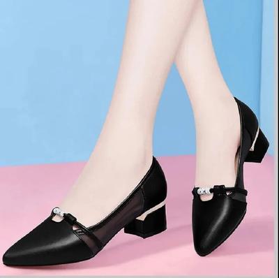 Zapatos de tacón alto informales para mujer, moda dulce y cómoda, zapatos de tacón alto sin cordones para primavera