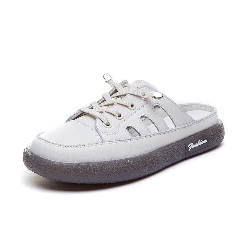 Half slippers women 2025 heelless lazy little white shoes Internet celebrities casual wear fashion bag head sandals women comfortable