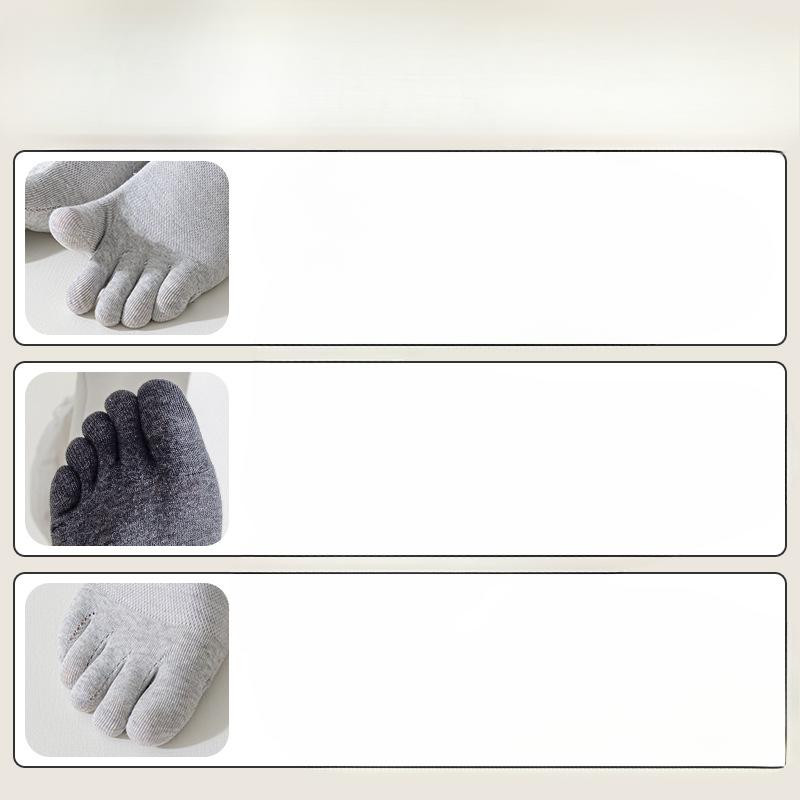Five-fingered Men's Cotton Socks Solid Color Separate Toe Summer Thin Toe Socks Mesh White Summer Anti-athlete Short Socks