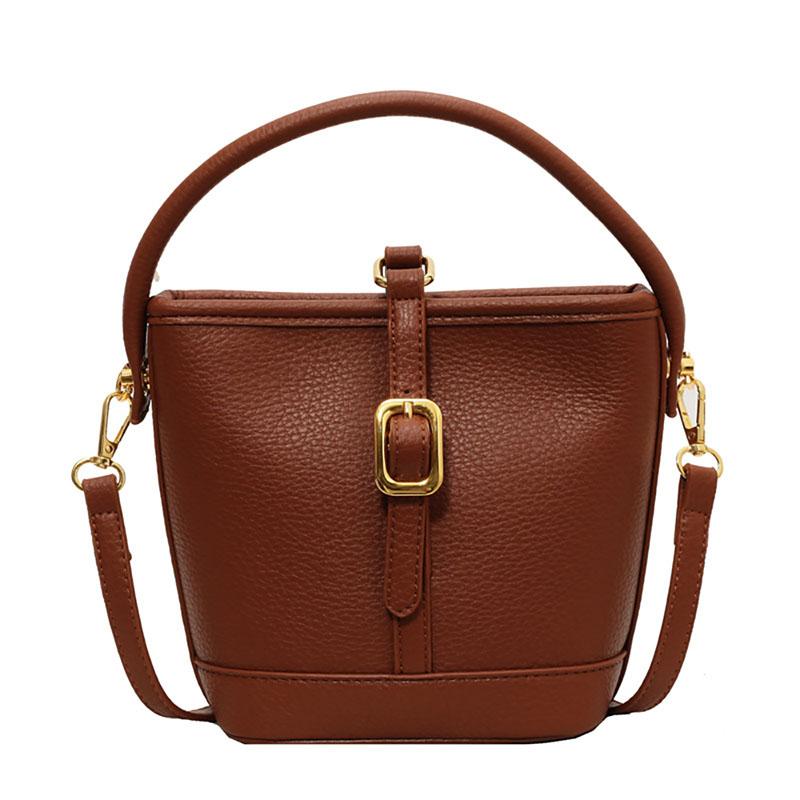 Prosta tekstura Niche Bucket Bag damska nowa wysokiej jakości pasująca do wszystkiego torba retro o dużej pojemności na ramię