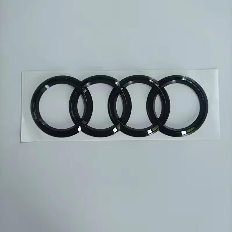 v6 A6 2020-2023 4 Ring logo ABS Black Car Hood Front Bonnet Grill Rear Trunk Emblem Sticker A6 mark Quarrto Emblem6v