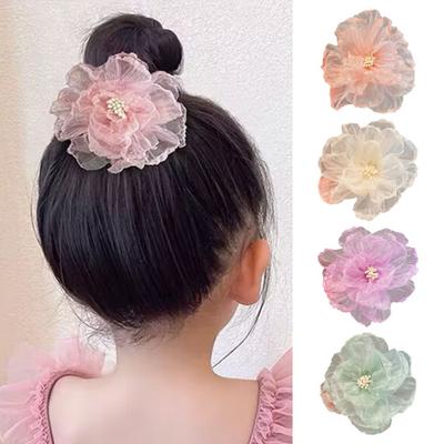 Hairpin Glitter Mesh Yarn Multi-Layered Flowers Decor Hair Clip Fairy Princess Style Hair Accessories