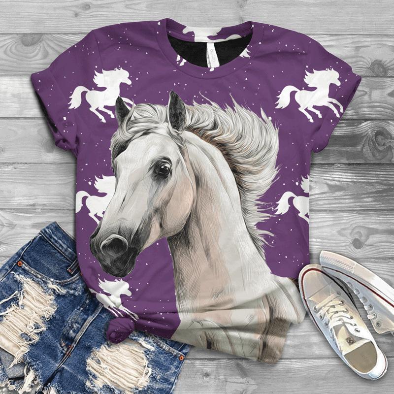 New European and American 3D Digital Printed Women's Loose Short Sleeved Casual Top T-shirt