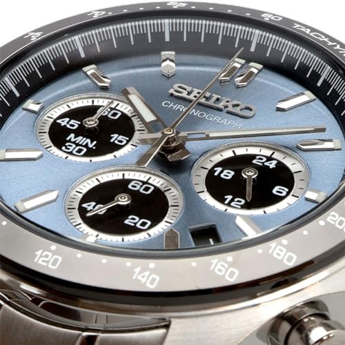 SEIKO 1/5 Sekunde Chronograph Quarz Armbanduhr Herren SBTR027 Blau Grau Metallic Inländisches Originalprodukt