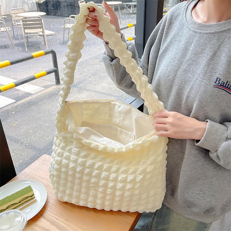 Bolsa Transversal e Tote Grande em Lona Estilo Japonês Nuvem Bolha para Estudantes