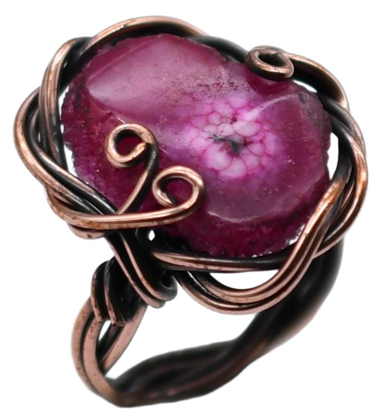Raw Kashmir Ruby Natural Gemstone Copper Wired Ring US Size-8.75 A247