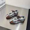 Double Color Ribbon Training Shoes Women Spring Summer Soft Sole Beaded Bow Mesh Casual Shoes Women