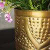 Gold metal flowerpot cover 19x18 cm