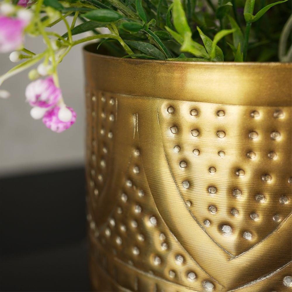 Gold metal flowerpot cover 19x18 cm