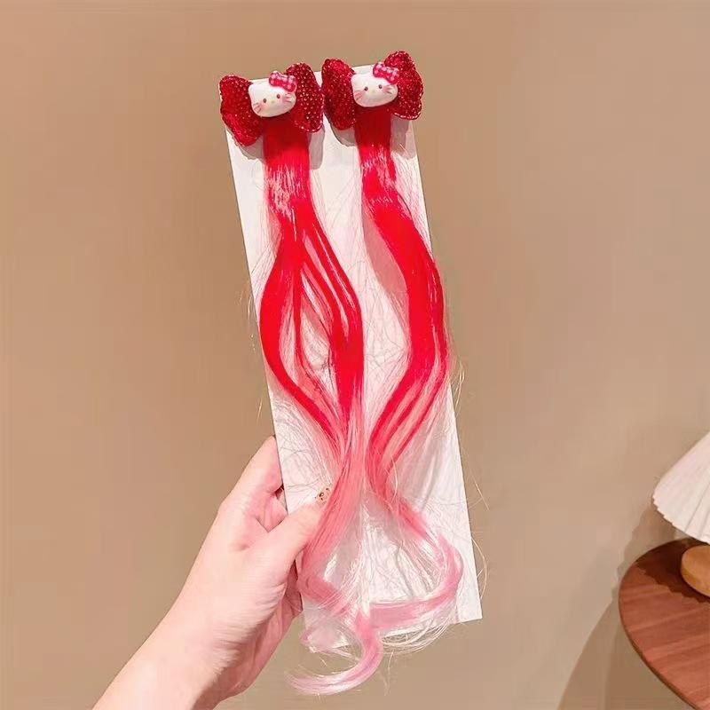 

Year Headwear For Kids Chinese Style Wigs Hair Clips Hanfu Red Bow Ribbon Braid Hair Pins Girls Hair Accessory Gift