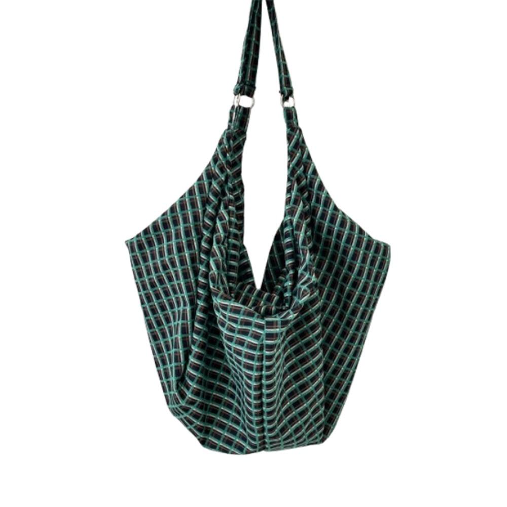 

Retro Plaid Tote Bag Colorful Women s Handbag Convenient Single-shoulder Bag Commuting зелёный