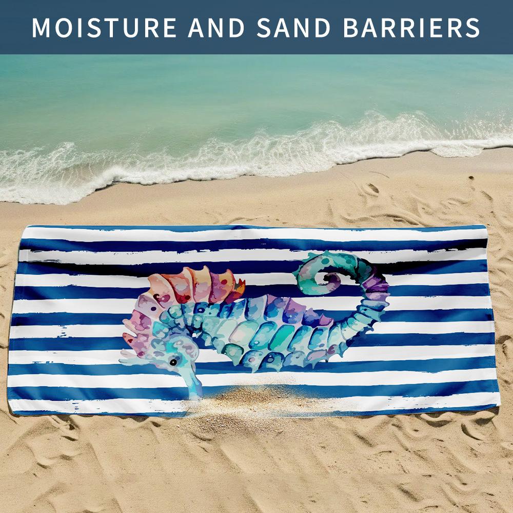 

New, double-sided velvet beach towel quick-drying sports towel printed bath towel [Spot sale]