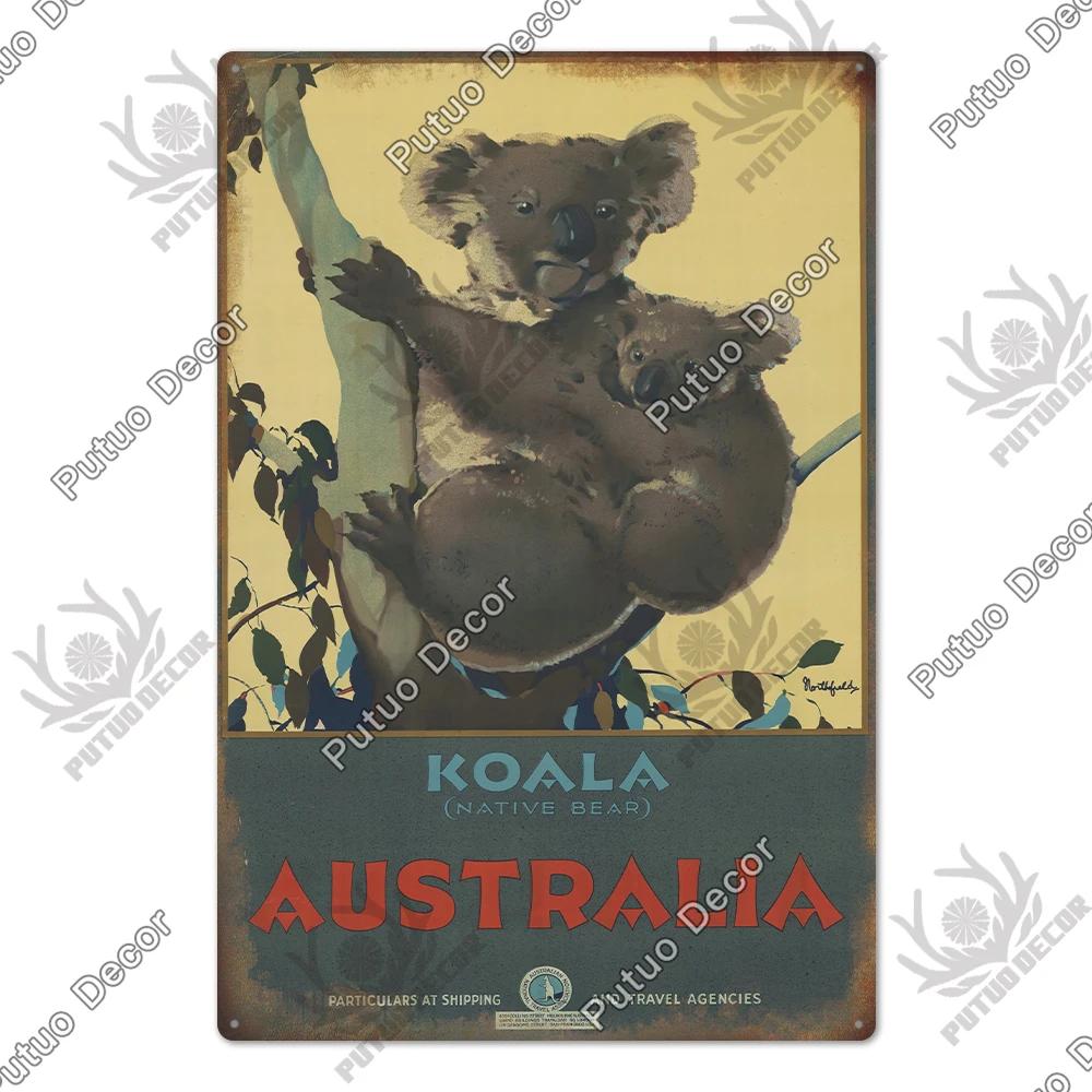 Putuo Decor Australia Metal Sign Plaque Metal Vintage Poster Tin Sign Decoration for Bar Club House Living Room Wall Home Decor