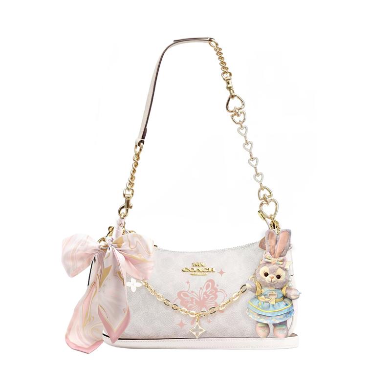 

COACH shoulder bag [Customized bag] Teri 25 brand micro-label detachable strap bow silk scarf extension chain printed artificial Yiweichun basic model білий
