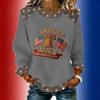 Women's long-sleeved fashionable casual everyday Independence Day printed top