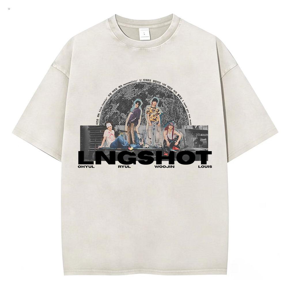Vintage Washed Korean Kpop Lngshot T Shirt Men Women Clothing Fashion Hip Hop Short Sleeve Cotton Casual Tshirts Streetwear
