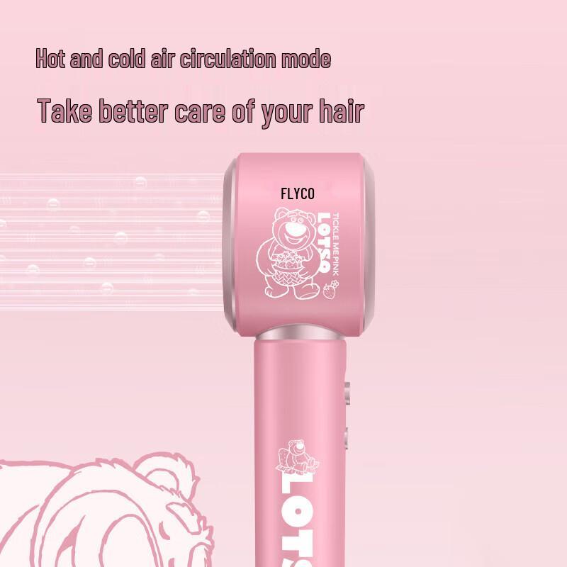 Flyco Secador de Cabelo Portátil Íons Negativos Ursinho Morango