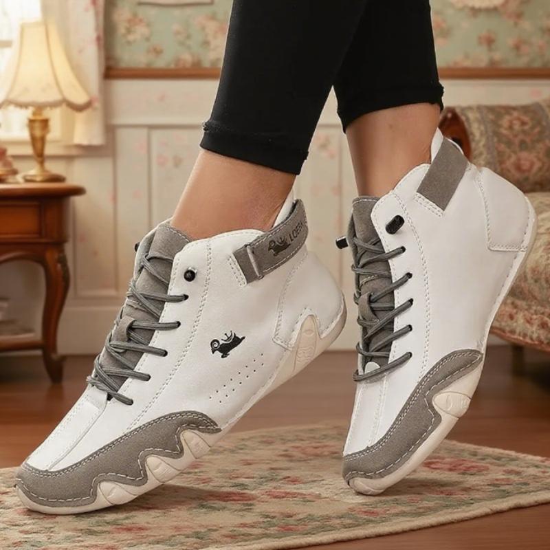 Spring and Autumn Women's Loafers Handmade Leather British Middle Top Bare Boots Anti Slip Comfortable Casual Shoes for Women