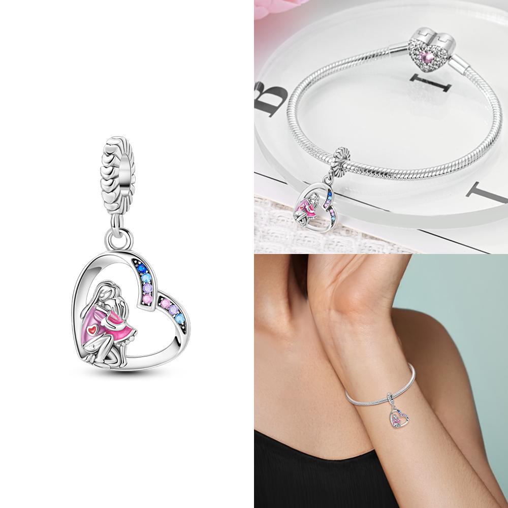 Copper Charm Fit Original Pink Pendant Charm Bracelet Necklace Women Beads Diy Jewerlry Accessories Fine Gift