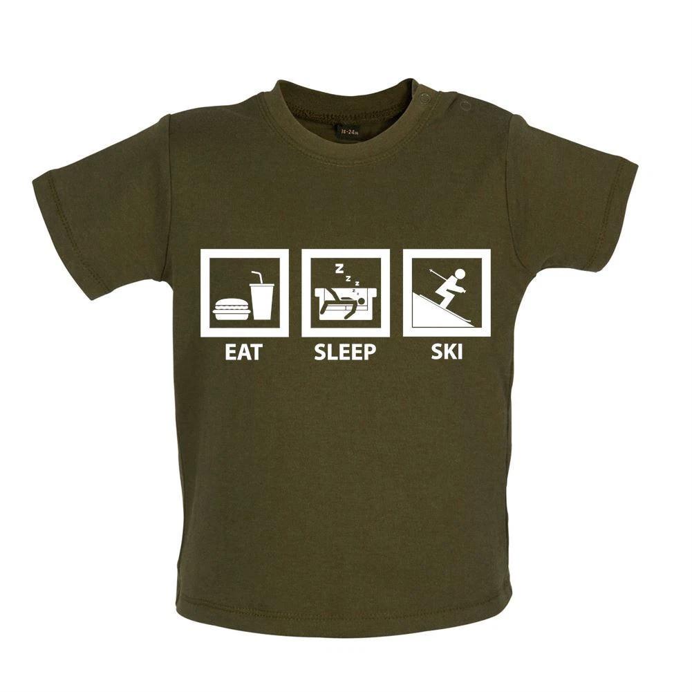 Eat Sleep Ski - Baby Kids T-Shirt / Body- Ski Skier Sport Hobby Holiday 100