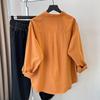 Minimalist Pure Color Shirt Women Long Sleeve Autumn/winter Outfit Design Sense Unique Versatile and Slimming Cotton Outerwear