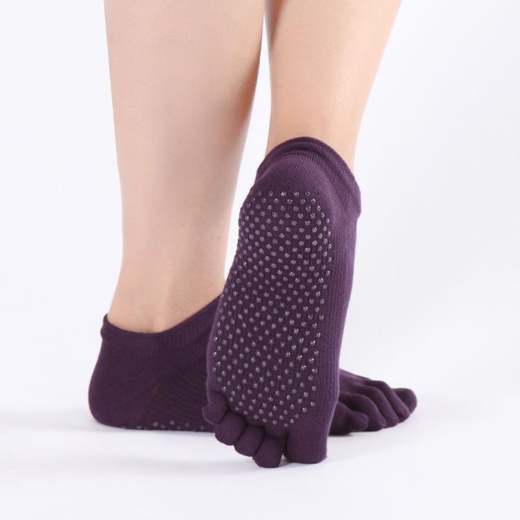 Socks Body Rubber Band Combed Cotton Yoga Socks Women'S Professional Cotton Sports Non-Slip Split Toe Socks Five-Finger Socks Pilates