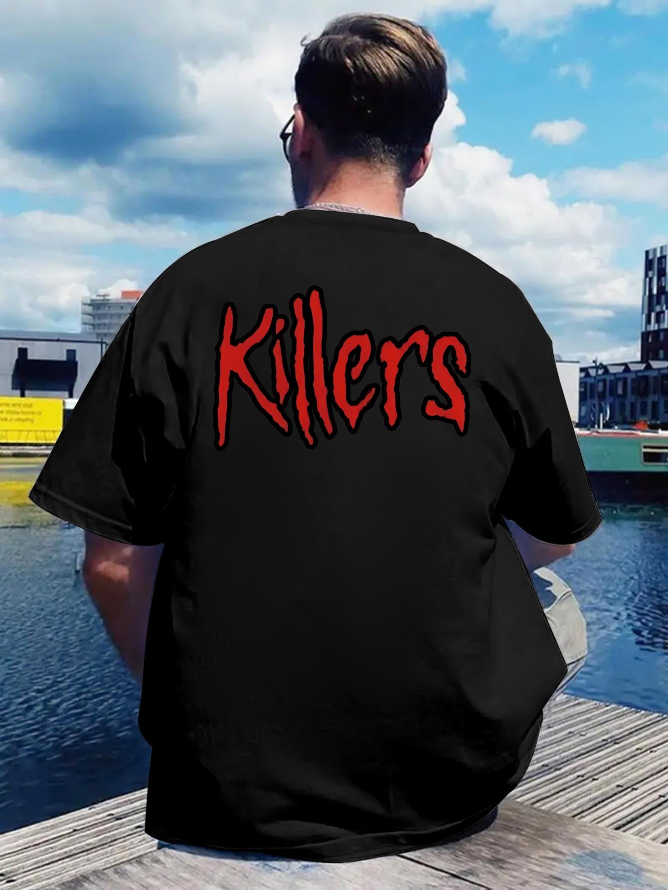 Vintage Rock Band Graphic T-shirt - Back Print Killers Tee in Black with Red Lettering - Lightweight Breathable Polyester Shirt for Concerts XL
