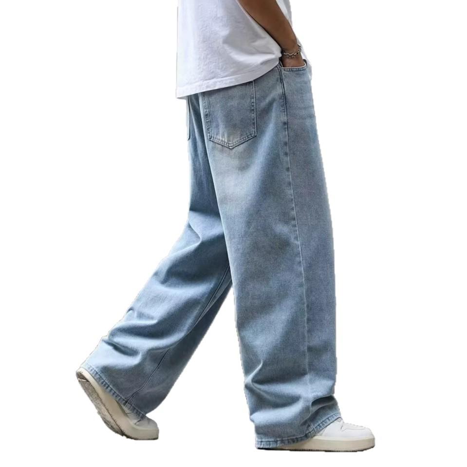 American high street wide-leg straight jeans men's washed old loose summer new thin trousers