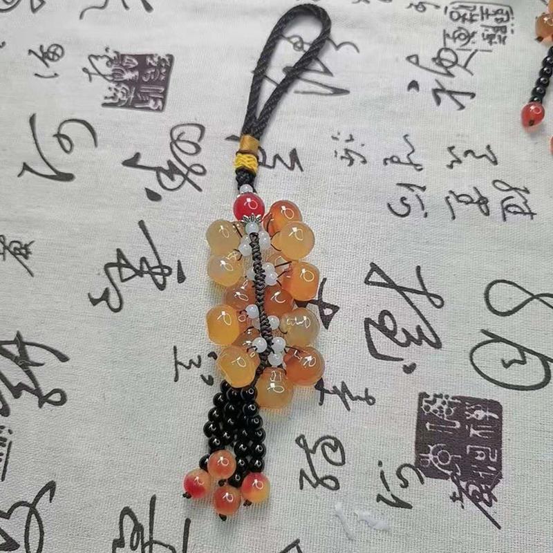 Chinese Agate Jade Bead Tassel Pendant Car Creative Lucky Gift Home Car Hanging Accessories Decor Auto Interior Men Women