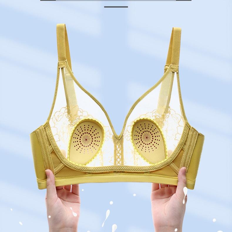 Rabbit Ear Bra Women's Crystal Cup Thin Seamless Latex Underwear Women's Gathering Bra Without Underwire