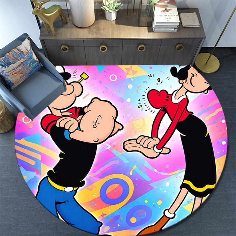 Popeye the Sailor Man,Round Area Rug,Carpet Rug for Living Room Bedroom Sofa Playroom Decor,Non-slip Floor Mat