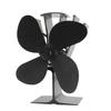 Kaminventilator Schwarze Blätter Aluminiumlegierung Ofen Kamin Vier Blätter Heimheizung Wärmend Präzise Passform Leichtgewichtiger Ofenventilator