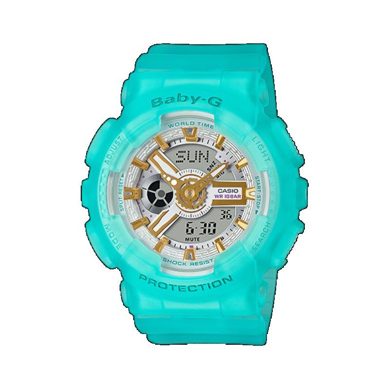 Casio Men s Resin 100M Water Resistant Analog Shock Resistant Quartz Watch BA-110SC-2A синий
