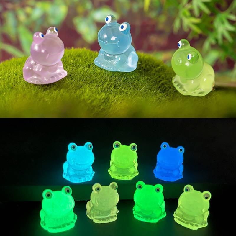 Colorful Glowing Little Frog Resin Figurine Adorable Cartoon Animal Decor
