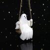 Swing Ghost Garden Statue Cute Resin Ghost Figurine Outdoor Tree Hanging Ornament for Porch Garden Lawn Yard Decor