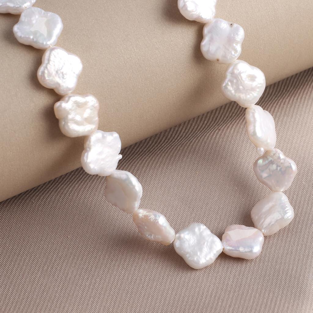 1String, White Natural Freshwater Pearls, Boho Lozenge Pearl Beads, 12mm, for DIY Jewelry Making, Unique Birthday Party Wedding Crafts, 36cm