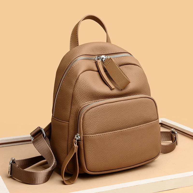 New 2023 Cowhide Female Bag Summer Women 's  Backpack Shoulder High-Capacity Ladies  Bags Travel Bag Girls Chest Bag