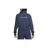 Nike Letter Logo Embroidered Half-Zip Stand Collar Casual Sweatshirt Women Sweatshirt Navy-Blue FZ4737-410