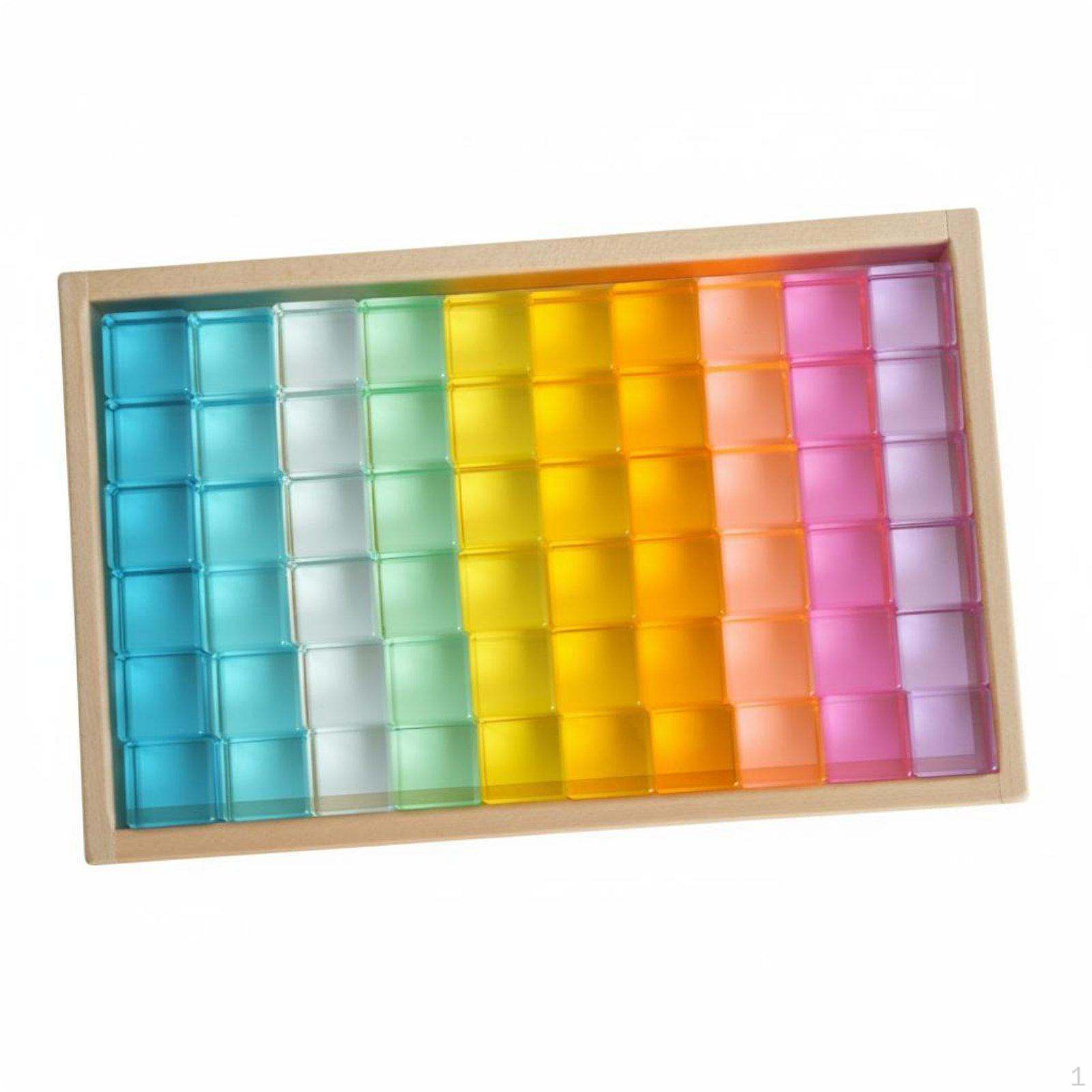 Rainbow Acrylic Blocks Bright Colors Translucent Building Cubes Sensory Development