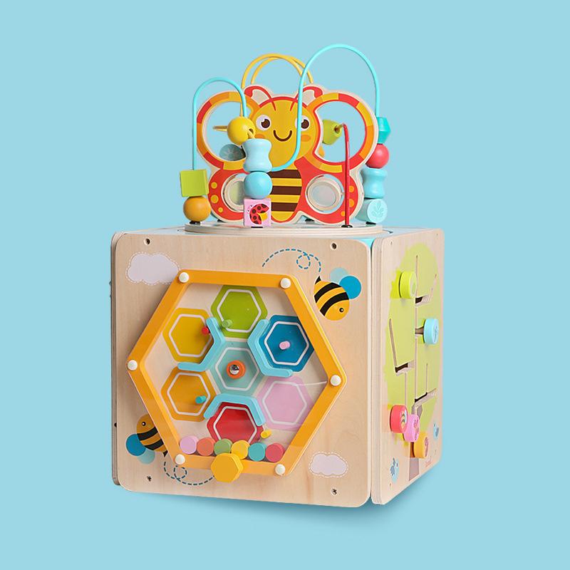 

Детская деревянная многофункциональная коробка набор игрушек лабиринт с бусинами и распознавание форм: Развивающая игрушка для раннего детства