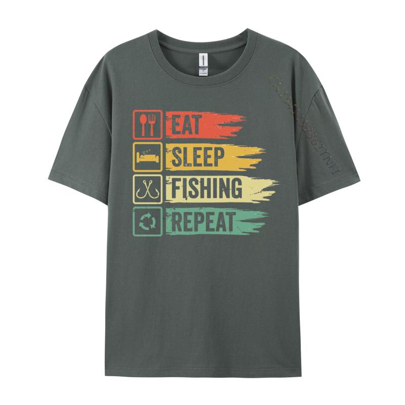 Rife Men T Shirt Eat Sleep Fish Repeat Tshirt Tops Shirt All Cotton Leisure T Shirt Street Wear T Shirt
