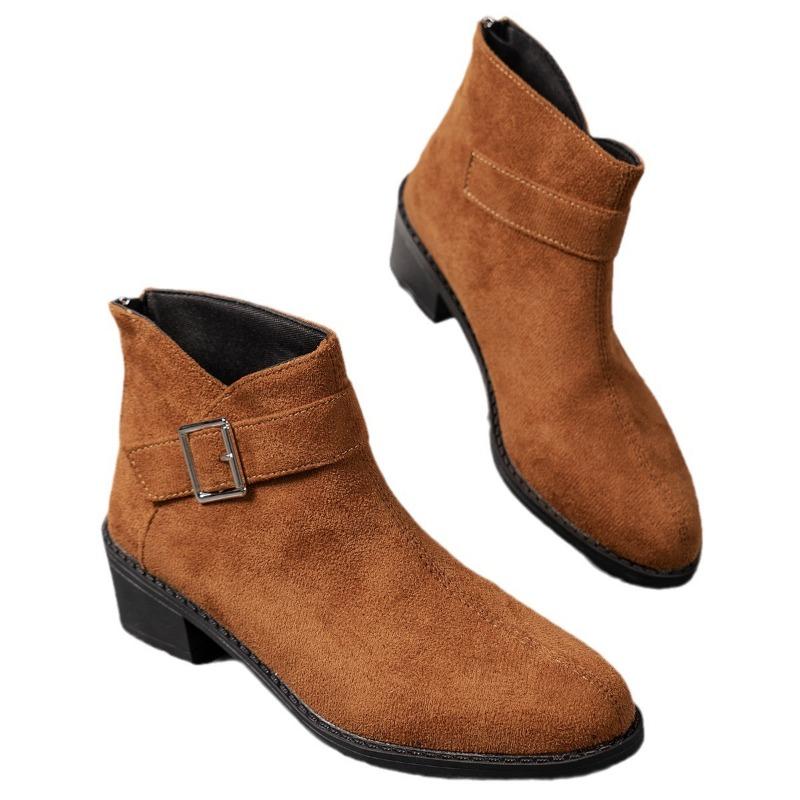 Thick Heel Belt Buckle Fashion Short Tube Round Head Short Boots New Martin Boots Fashion Boots Women