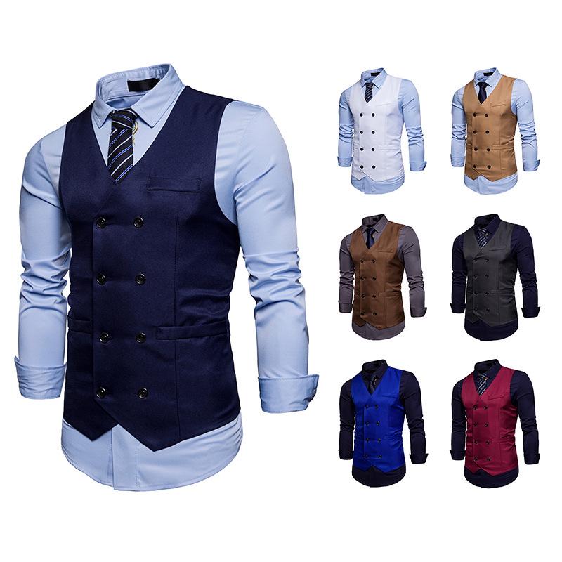 2021 Men's Double-Breasted Formal Vest Waistcoat